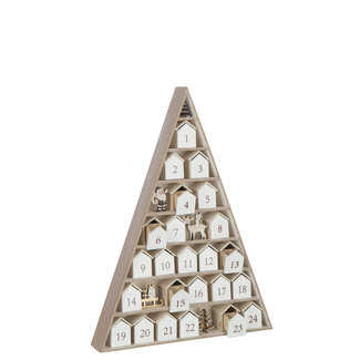 J-Line Tree + House Adventskalender Multiplex Wit/Natuurlijk