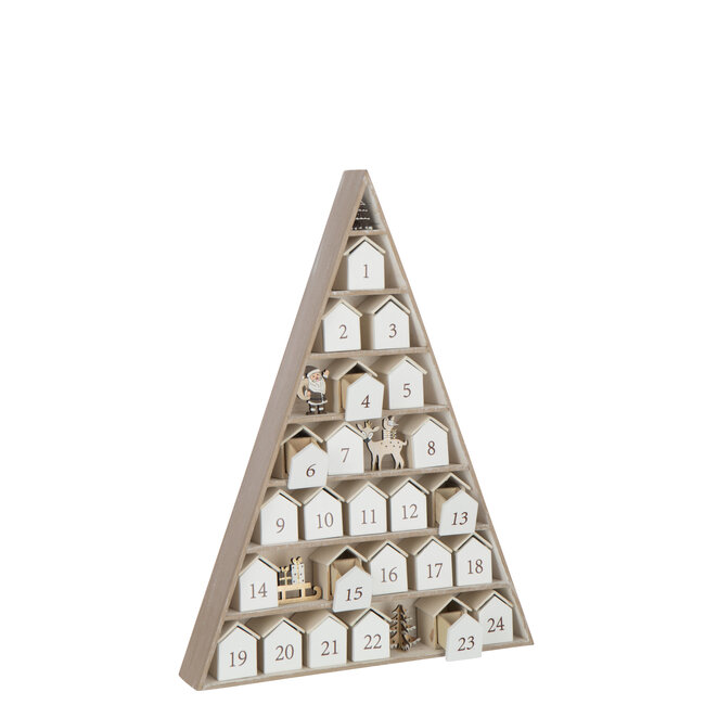 J-Line Tree + House Adventskalender Multiplex Wit/Natuurlijk