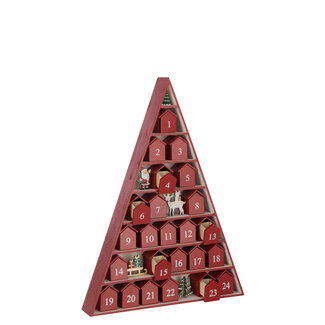 J-Line Tree + House Adventskalender Multiplex Kerst Rood