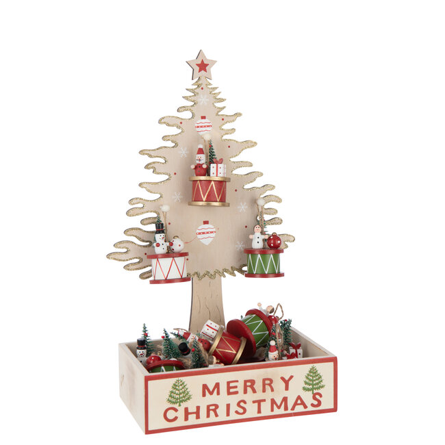 J-Line Boom + Hangers + Opberg Multiplex Natuurlijk/Kerstrood