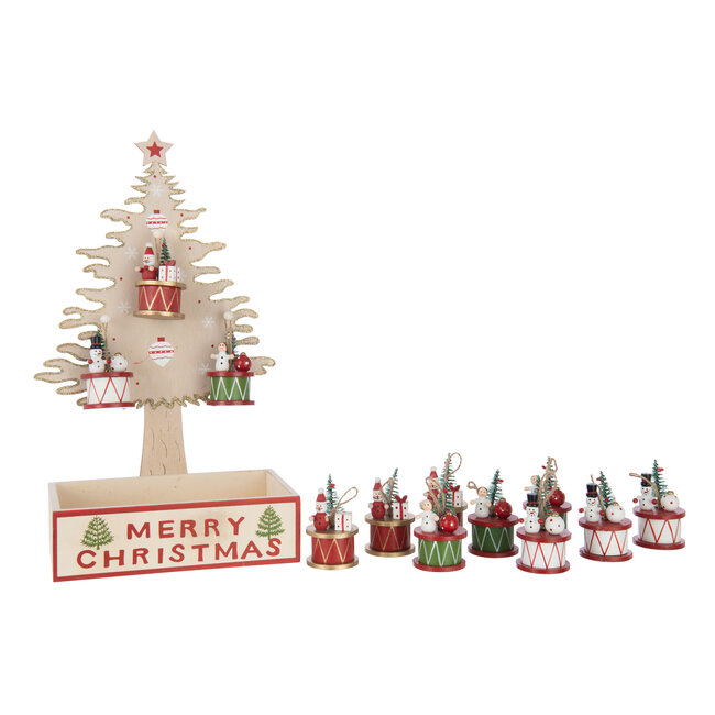 J-Line Boom + Hangers + Opberg Multiplex Natuurlijk/Kerstrood