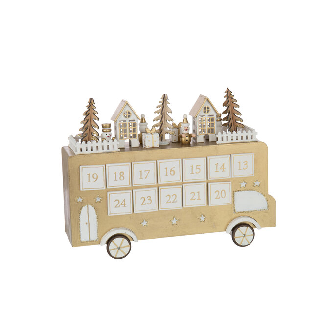 J-Line Bus Adventskalender Multiplex Goudkleurig/Wit
