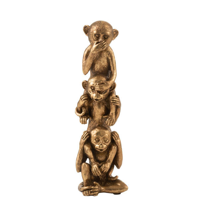 J-Line Aap horen/zien/spreken geen kwaad Poly antiek goud