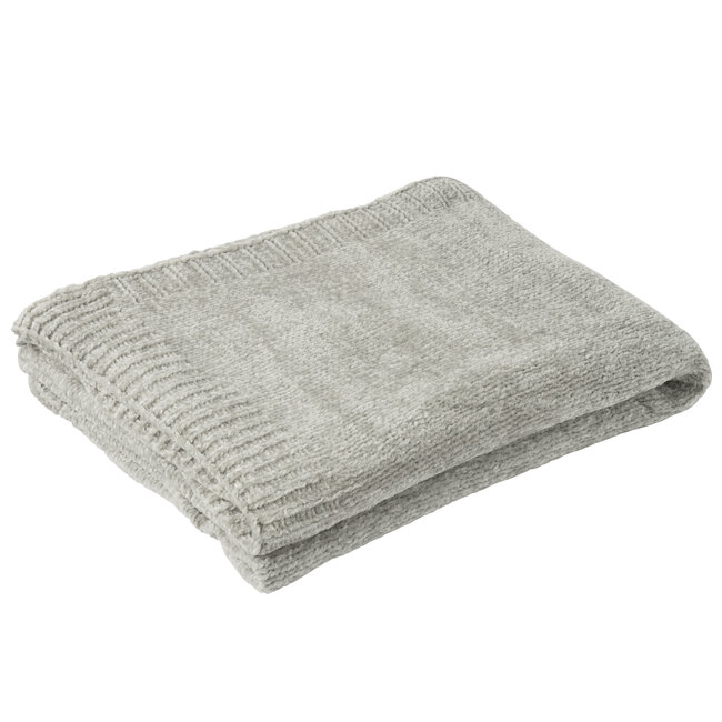 J-Line Deken Chenille Polyester Grijs