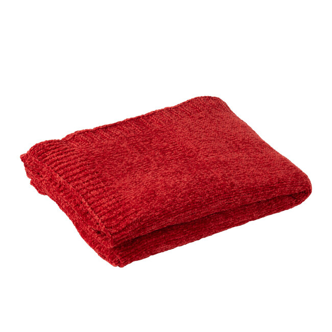 J-Line Deken Chenille Polyester Kerst Rood