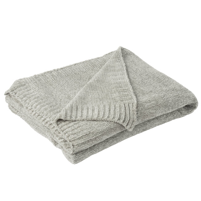 J-Line Deken Chenille Polyester Grijs
