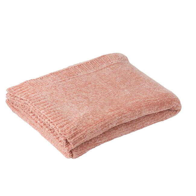 J-Line Deken Chenille Polyester Lichtroze
