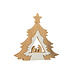 J-Line Kerststal in boom + ster mangohout wit/natuur