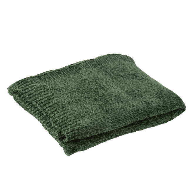 J-Line Deken Chenille Polyester Donkergroen