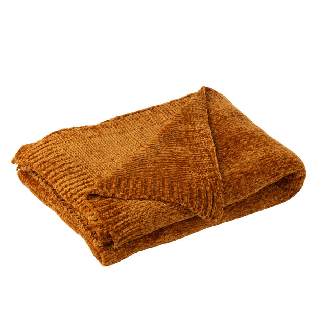 J-Line Deken Chenille Polyester Roestbruin