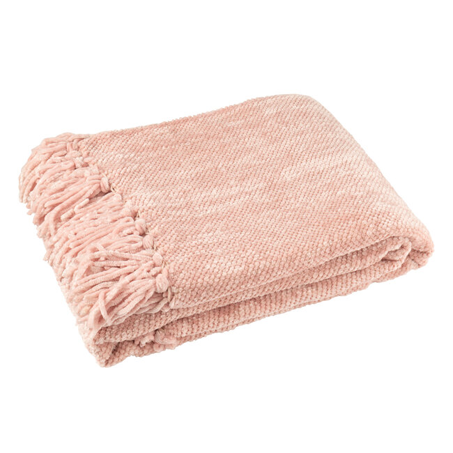 J-Line Deken Chenille Polyester Lichtroze