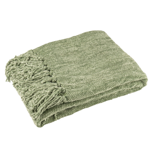 J-Line Deken Chenille Polyester Mosgroen