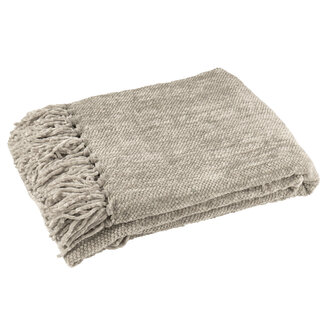 J-Line Deken Chenille Polyester Grijsgroen