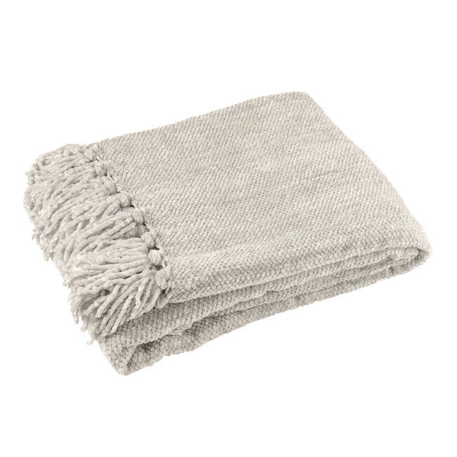 J-Line Deken Chenille Polyester Grijs