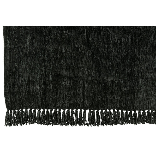 J-Line Deken Chenille Polyester Zwart
