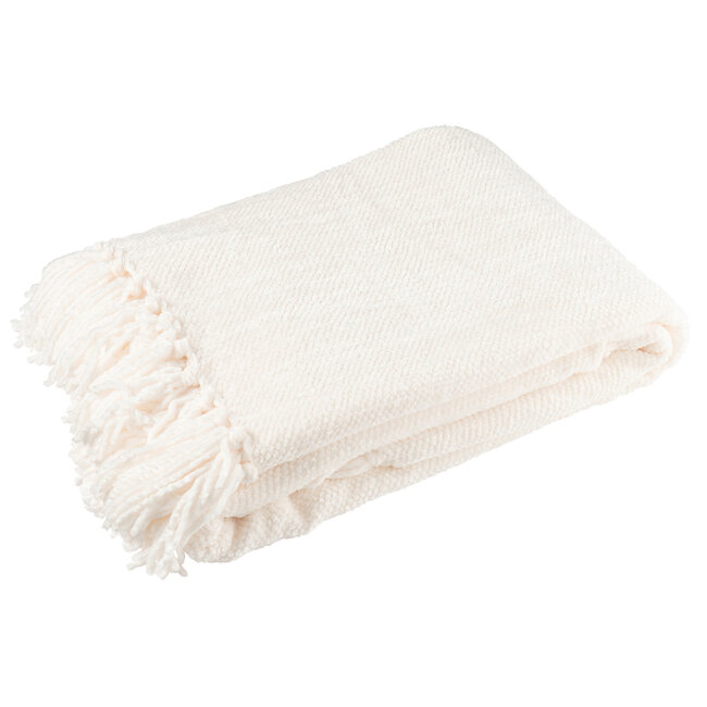 J-Line Deken Chenille Polyester Wit