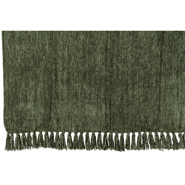 J-Line Deken Chenille Polyester Donkergroen