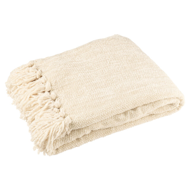 J-Line Deken Chenille Polyester Ecru