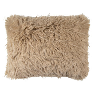 Mars & More kussen teddy langhaar pluk cognac 35x45cm