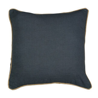 Mars & More kussen donkergrijs met jute bies 45x45cm*