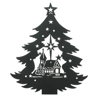 Dream-Living LED-wanddecoratie kerstboom zwart-metaal 38x2.5x44.5cm