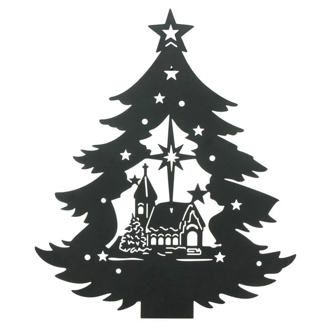 Dream-Living LED-wanddecoratie kerstboom zwart-metaal 38x2.5x44.5cm