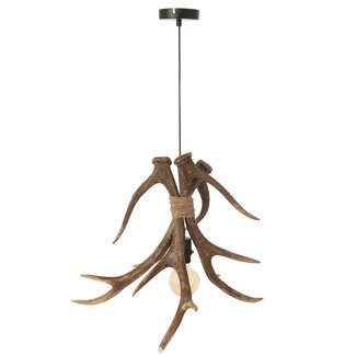 J-Line Plafondlamp Gewei Polyresin Bruin Groot