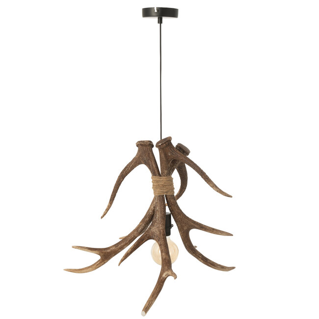 J-Line Plafondlamp Gewei Polyresin Bruin Groot