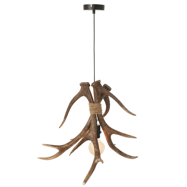 J-Line Plafondlamp Gewei Polyresin Bruin Groot