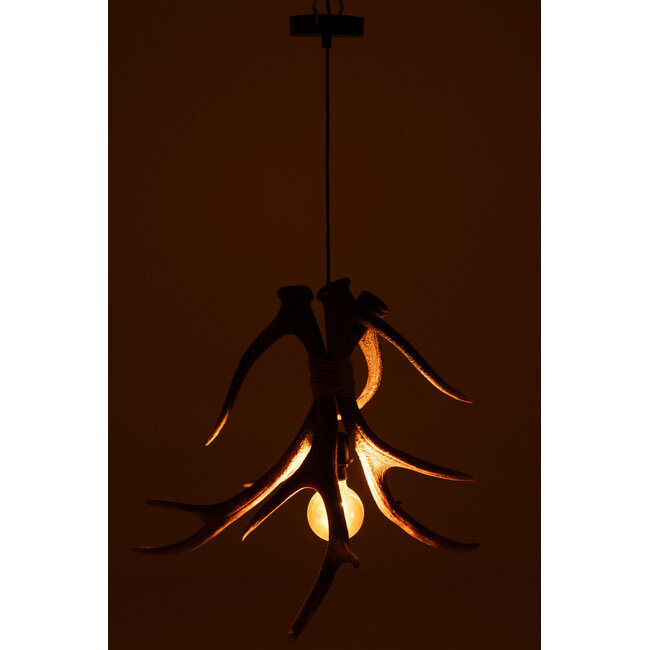 J-Line Plafondlamp Gewei Polyresin Bruin Groot