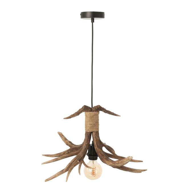 J-Line Plafondlamp Gewei Polyresin Bruin Klein