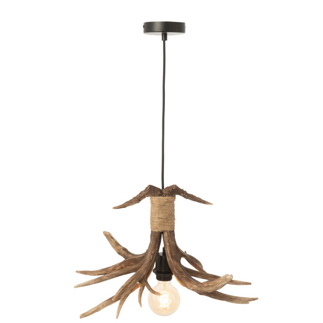 J-Line Plafondlamp Gewei Polyresin Bruin Klein