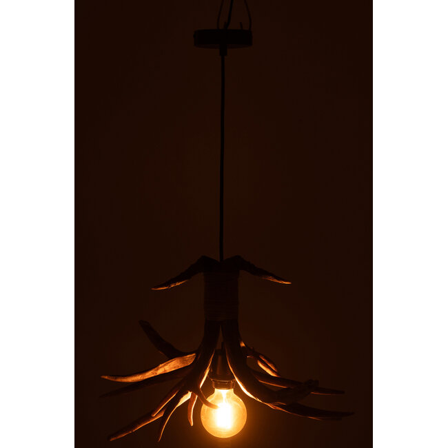 J-Line Plafondlamp Gewei Polyresin Bruin Klein