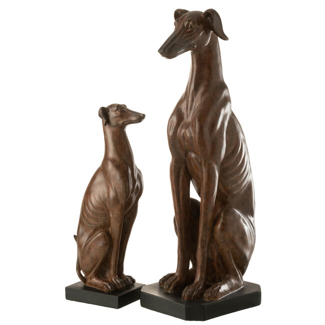 J-Line Greyhound Zittend Poly Bruin Groot