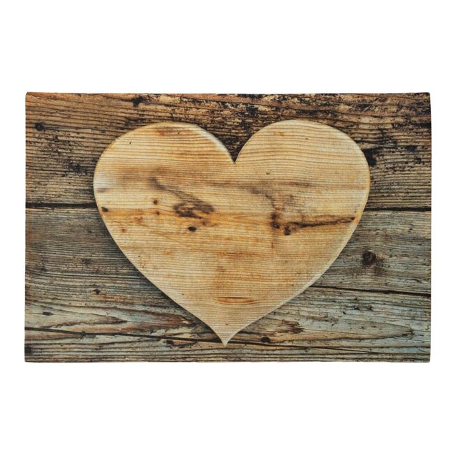 Mars & More deurmat hout hart 75x50cm