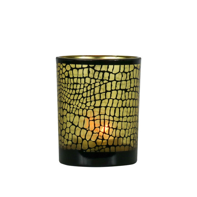 Mars & More Theelichthouder croco zwart medium 12cm*