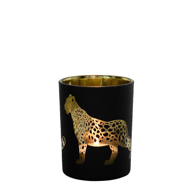 Mars & More Theelichthouder panter zwart small 8cm*