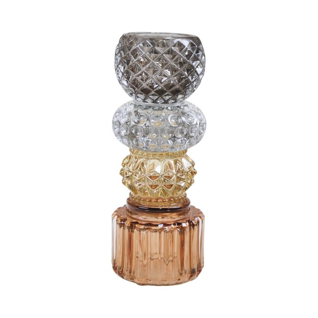 Mars & More glas kandelaar dubbelzijdig 4 grijs