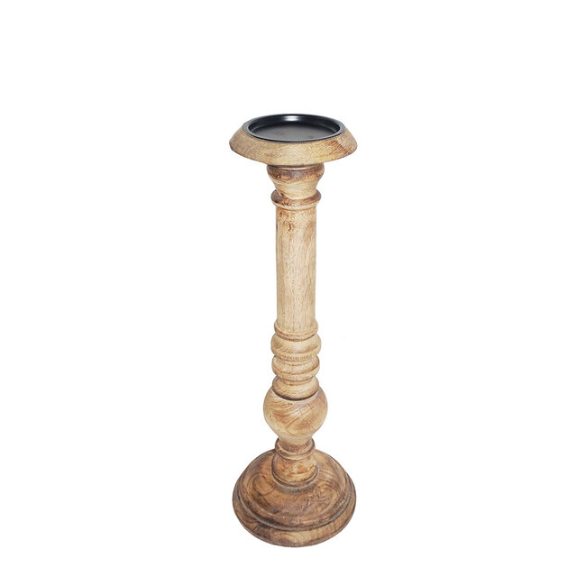 Mars & More kandelaar mango hout bol h30 dia 11cm