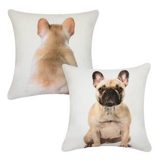 Mars & More canvas kussen franse bulldog blond dubbelzijdig 33x33cm