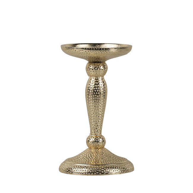 Mars & More kandelaar gehamerd champagne goud 16,5x10cm
