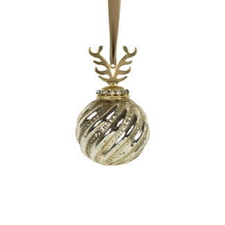 Mars & More decoratie bal gewei goud 8cm