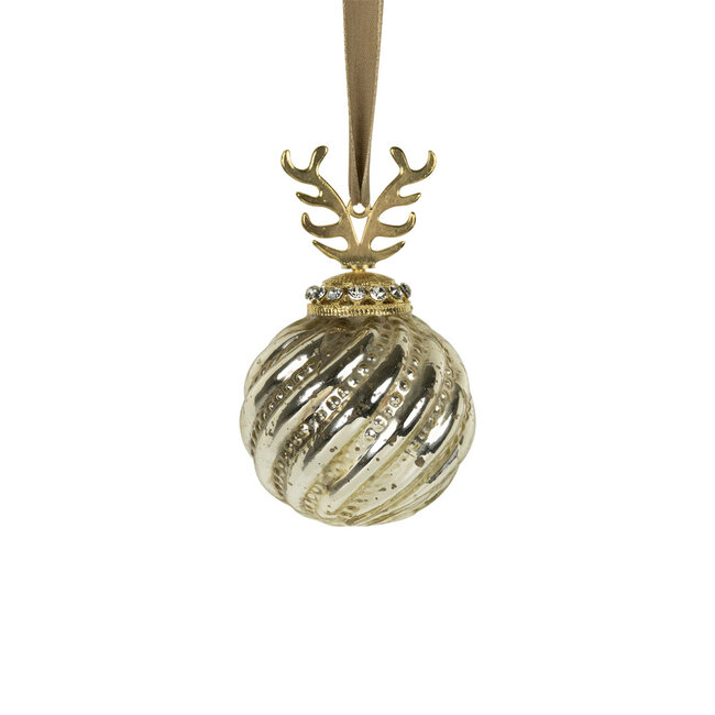 Mars & More decoratie bal gewei goud 8cm