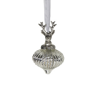 Mars & More decoratie bal gewei zilver 8cm