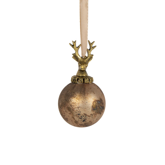 Mars & More decoratie bal hert antiek bruin 8cm