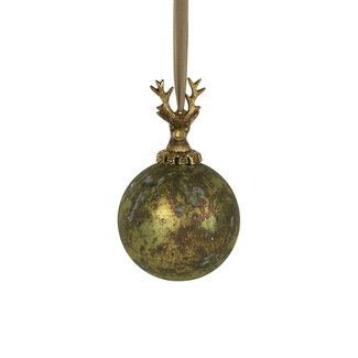 Mars & More decoratie bal hert antiek groen 10cm