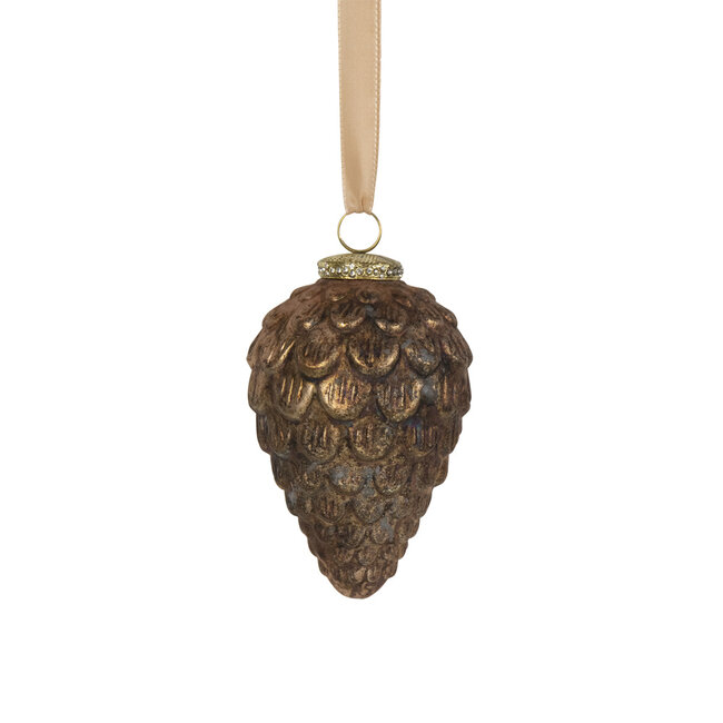 Mars & More decoratie dennenappel antiek bruin 14cm