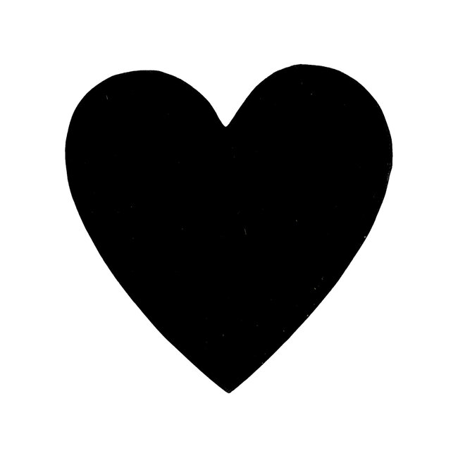 Mars & More onderzetter koehuid hart zwart/wit 14cm