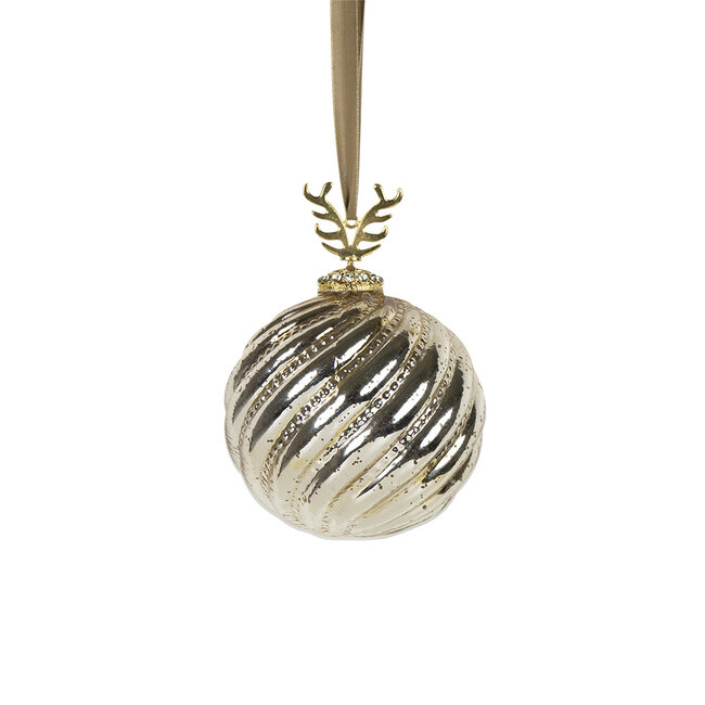 Mars & More decoratie bal gewei goud 12cm
