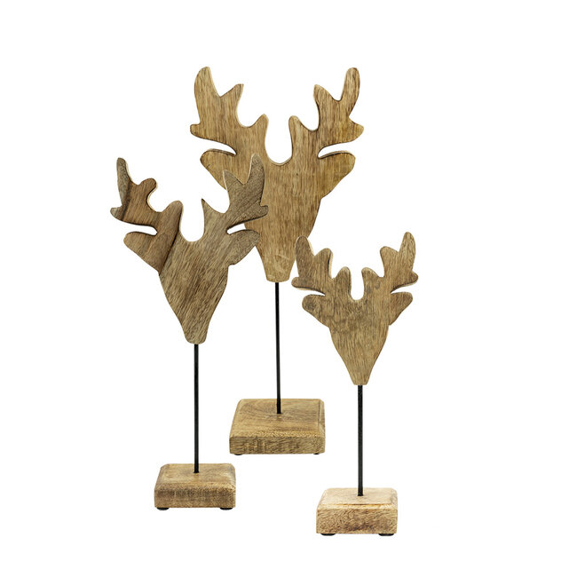 Mars & More staand hert mango hout h41 d18x10cm
